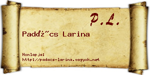Padács Larina névjegykártya